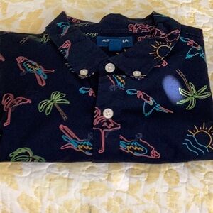 Navy Tropical Print Men's Shirt size XL
